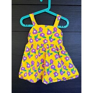 Vintage Floral Sun Dress Kids 3T-4T Yellow Purple Summer Sleeveless